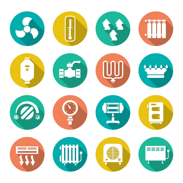 Set flat icons of heating - Vector, Image