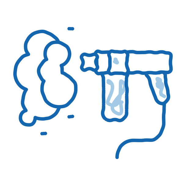 Su temizleme pompası taslak ikon vektörü. El çizimi mavi karalama çizgisi, su temizleme pompası tabelası. izole edilmiş sembol çizimi - Vektör, Görsel