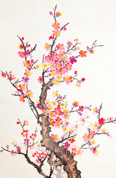 Chinese painting of flowers, plum blossom - Фото, изображение