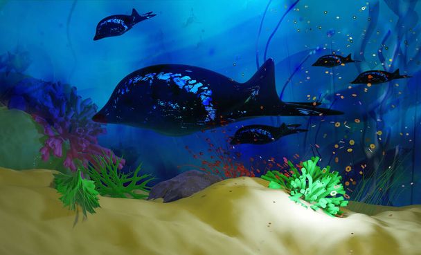 Tengeri élet. Víz alatti világ trópusi halakkal és korallzátonyokkal a tengerben. - Fotó, kép