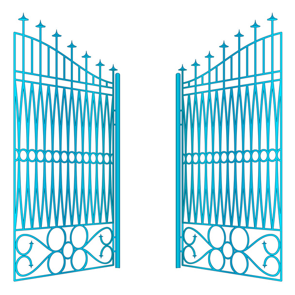 izolované otevřené modré iron gate plot vektor - Vektor, obrázek
