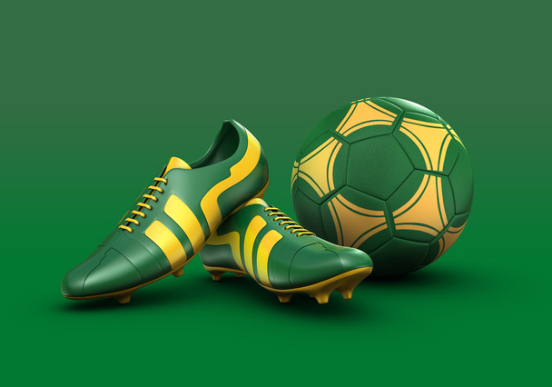 3D футбольный мяч и футбольные ботинки
 - Фото, изображение
