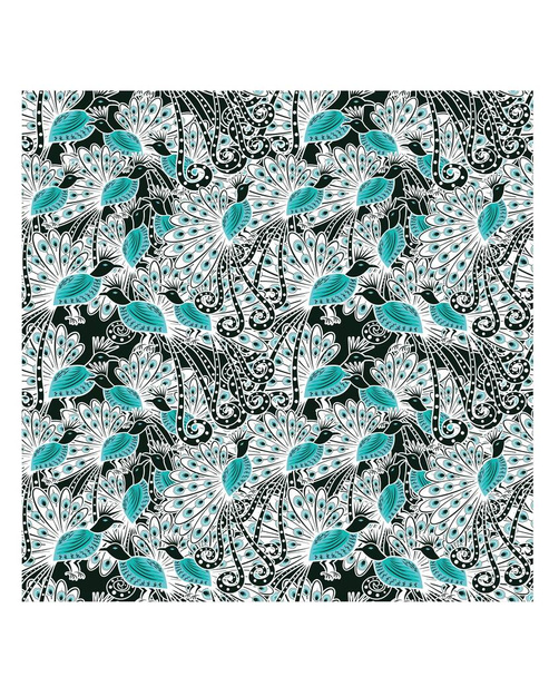 Vector de patrón sin costuras. Motivo batik indonesio con ilustración de pavo real - Vector, imagen