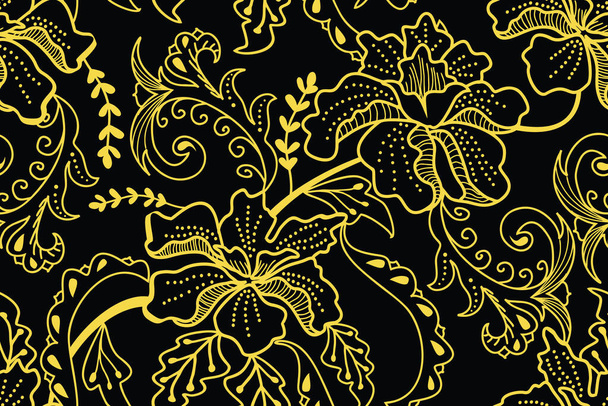 花柄ベクトルとのシームレスなパターンイラスト,インドネシアのバティックモチーフ - ベクター画像