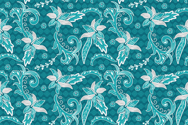 Seamless pattern with floral vector Illustration, Indonesian batik motif - Vektor, kép