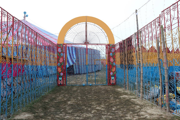main gate closeup of circus show on village - Photo, Image