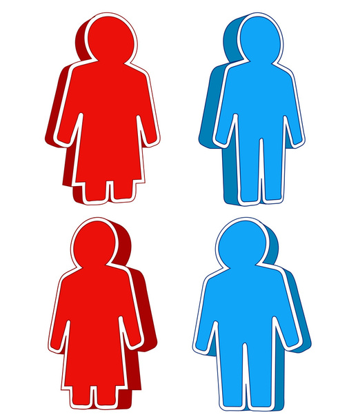Red woman and blue man icon - Vector, Image