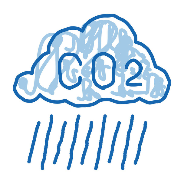 ácido lluvia bosquejo icono vector. Señal de lluvia ácida dibujada a mano de línea de garabato azul. ilustración de símbolo aislado - Vector, imagen