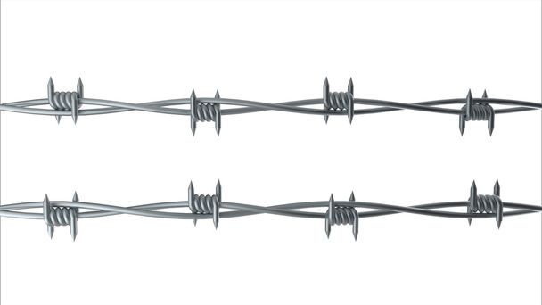 Barbwire computer rendering isolated on white - Photo, Image