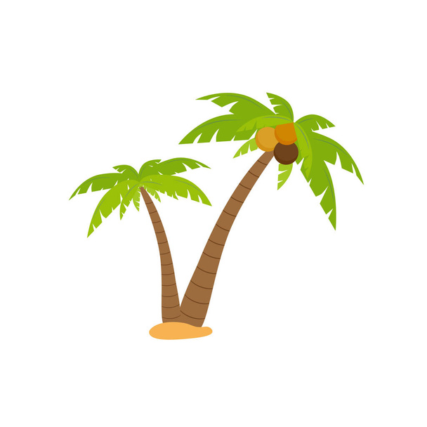 Palm tree or coconut tree cartoon image in summer On the beach Seaside tropics vector illustration. - Vector, Image