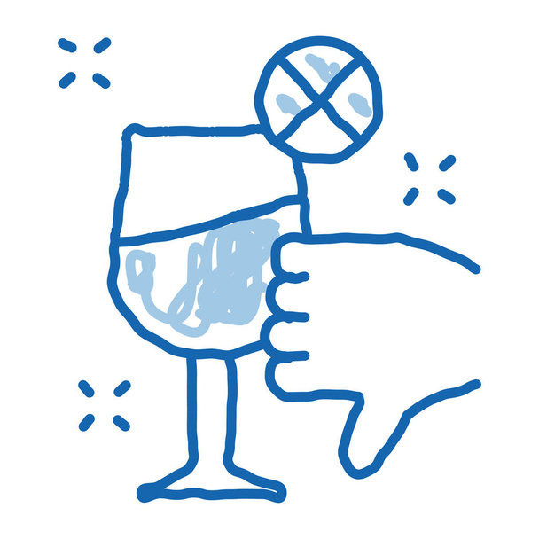 nesouhlas s vektorem ikony náčrtku vína. Ručně kreslený modrý čmáranice umění nesouhlas víno znamení. izolovaný symbol ilustrace - Vektor, obrázek