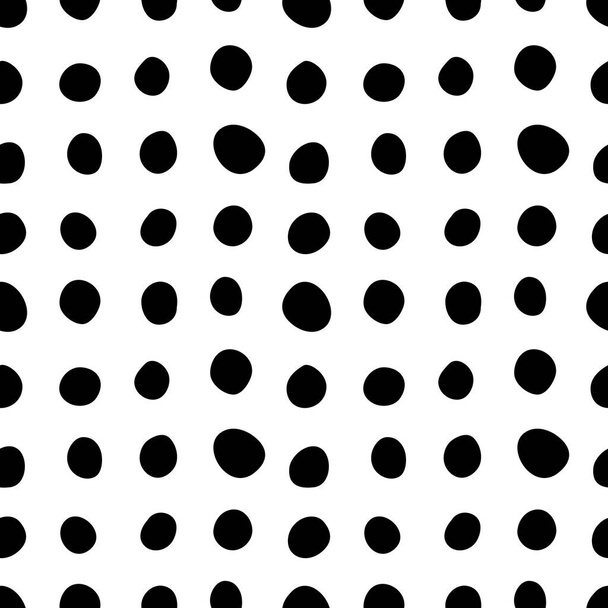Spotty abstract vector seamless pattern. Random rings, dots, circles, spots, stains, bubbles, stones in row. Design for fabric, funny cute print. Repetitive graphic background and texture. - Vector, Image