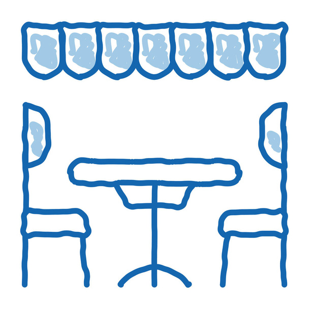 útulný cafe náčrtek ikony vektor. Ručně kreslené modré čmáranice výtvarné útulné kavárny znamení. izolovaný symbol ilustrace - Vektor, obrázek