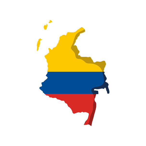 colombië kaart vlag - Vector, afbeelding