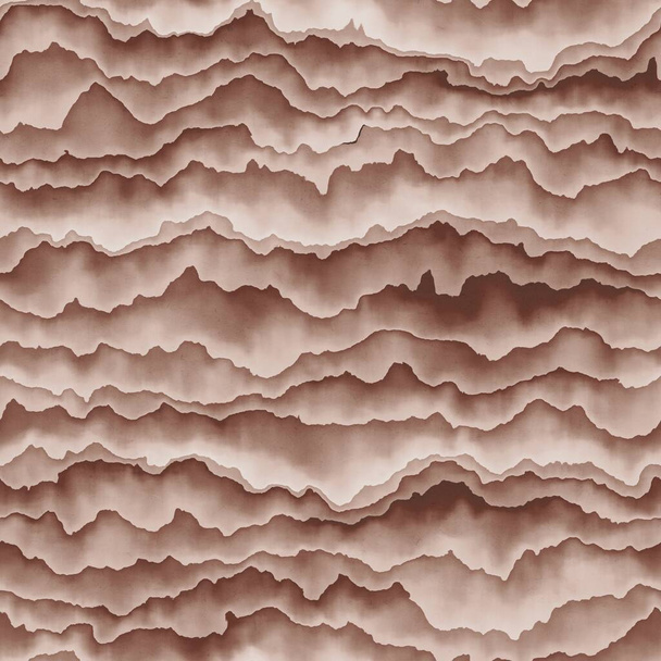 Patrón de paisaje de montaña de color terracota sin costura para imprimir - Foto, imagen