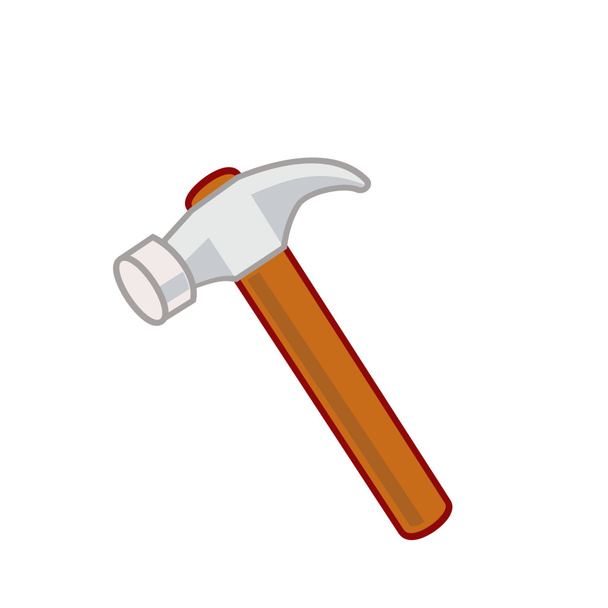 Hammer claw cartoon. Handyman tool for home repair. Construction illustration for icon, logo, sticker, patch, label, sign - Photo, Image