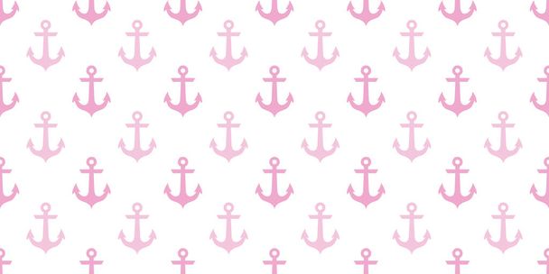 Anchor seamless repeat pattern vector background, wallpaper with anchor elements, pink and white, girly pattern. - Vector, Image
