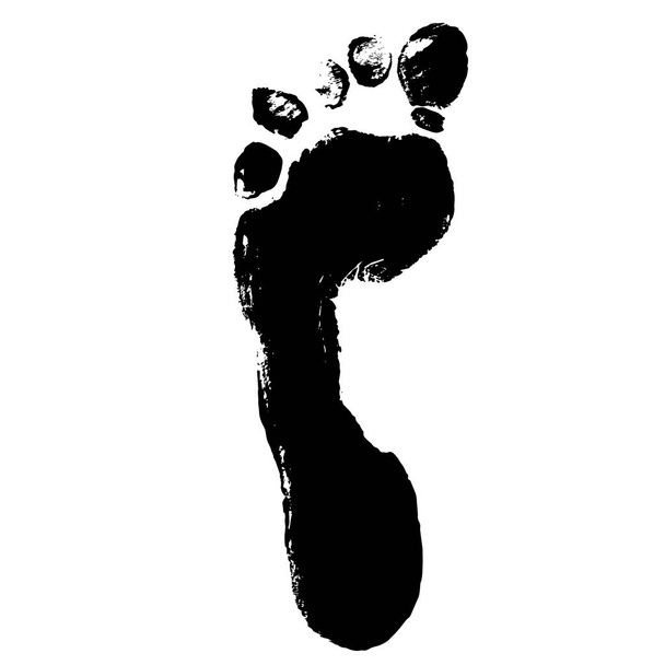 Vektor-Konzept oder konzeptionelle schwarze Farbe menschlichen Fuß oder Fußabdruck isoliert auf weißem Hintergrund. Eine Metapher für Bildung, Kunst, Natur, Gesundheit, Umwelt, Fußabdruck und Klimawandel - Vektor, Bild