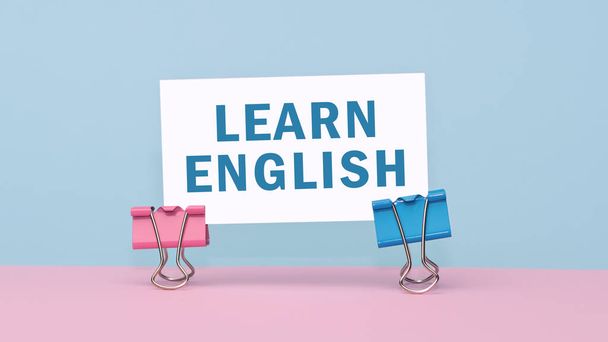 Μάθετε αγγλικά - έννοια του κειμένου στην επαγγελματική κάρτα. Κλείσιμο προσωπικής ημερήσιας διάταξης - Φωτογραφία, εικόνα