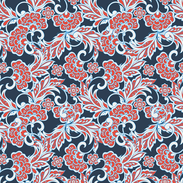 Tela india patrón de vector sin costura floral - Vector, imagen