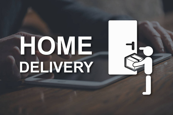 Home delivery concept illustrated by a picture on background - Foto, Imagen