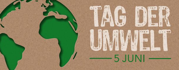 Coupe de papier - Journée mondiale de l'environnement en allemand - Tag der Umwelt - Photo, image