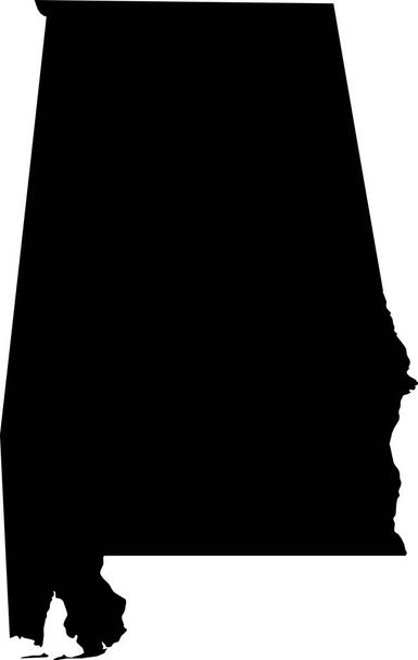 Jednoduchá černá vektorová mapa Federálního státu Alabama, USA - Vektor, obrázek