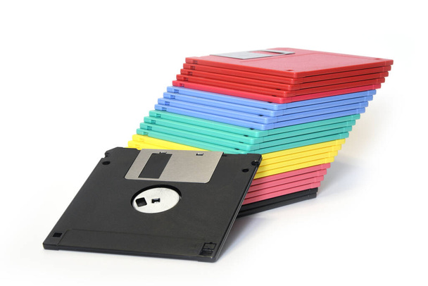 viejos disquetes aislados en blanco - Foto, Imagen