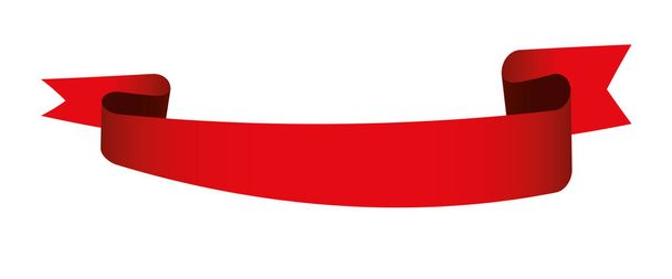 etiqueta roja de la bandera de la cinta vintage sobre fondo blanco - Vector, Imagen