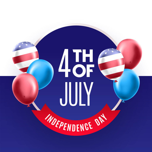 Bağımsızlık Günü Amerika 'nın reklam pankartı Amerikan balonlarının yaratıcı arkaplanda bayrak dekoru - Vektör, Görsel