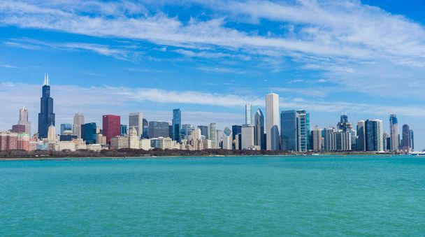 Beautiful Chicago city skyline with blue sky. - Photo, Image