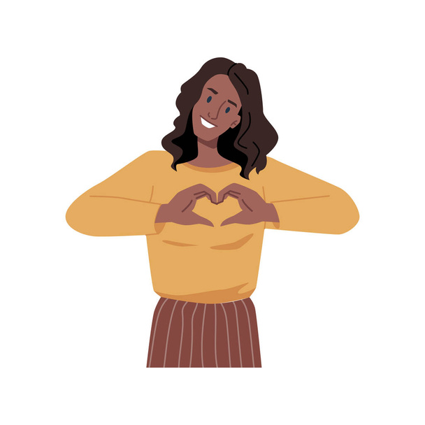 Teenager girl showing heart sign with hand gesture - Vector, Image