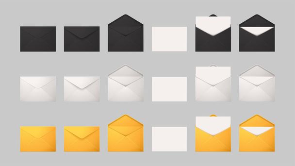 different stages of mail in big set - Vetor, Imagem