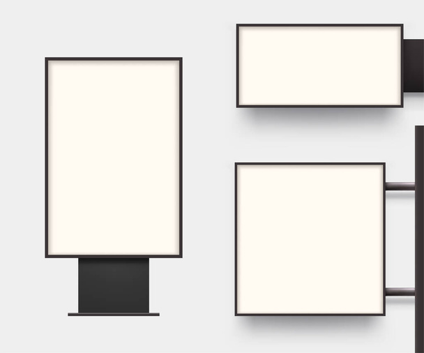 realistic light boxes in set front view - Vetor, Imagem