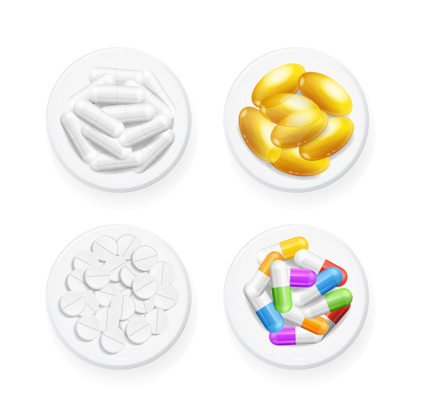 Realistic Detailed 3d Tablet Pills Set. Vector - Vector, Image