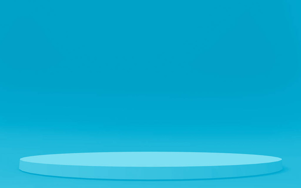 3d blue cylinder podium minimal studio background. Abstract 3d geometric shape object illustration render. Display for medicine product - Photo, Image