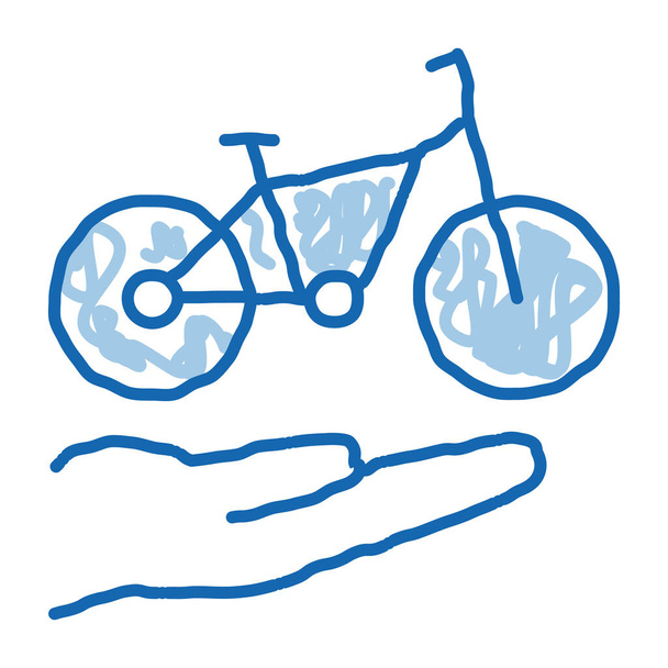 hand houden fiets doodle pictogram hand getekend illustratie - Vector, afbeelding