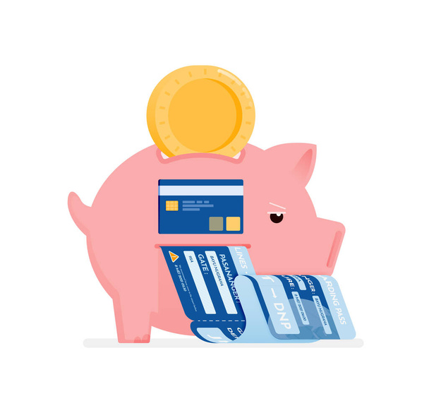 Symboldesign des Sparschweins, um Lebensmittel, Freizeit und Rechnungen zu bezahlen. dieses Symbol kann für Marketing, Werbung, Promotion, Unternehmen, Unternehmen verwendet werden - Vektor, Bild