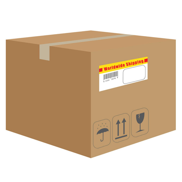 Vector of box cardboard icon with tracking barcode - Vector, Image