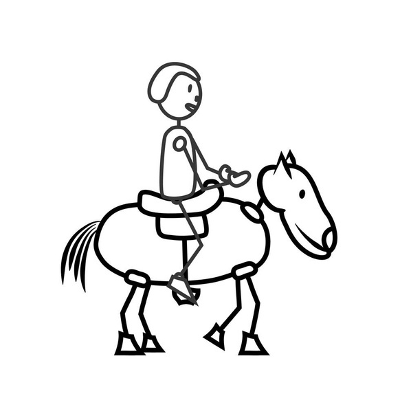 Αφηρημένο άλογο με σέλα στην πλάτη και καβαλάρης. - Διάνυσμα, εικόνα