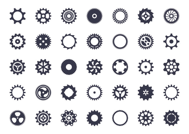Simple vector gear wheel icons on white - Vektori, kuva
