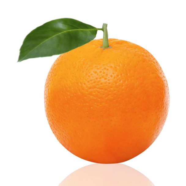 Oranges fruit with leaves isolated on white background - Photo, Image