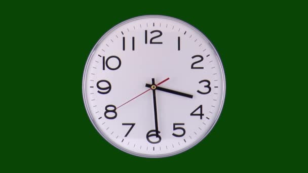 時間経過クロック、黒い数字の白い時計は緑の背景に3 〜 6時間の時間経過と連続して時間を示しています - 映像、動画