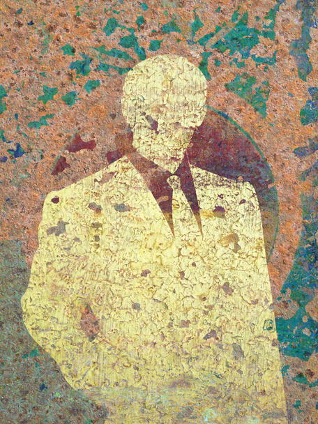Pictogram anonieme zakenman op roest metalen plaat textuur - Foto, afbeelding