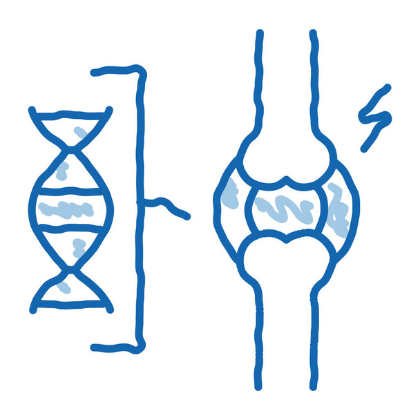 DNA krwi stawów ból doodle ikona ręka rysowane ilustracja - Wektor, obraz