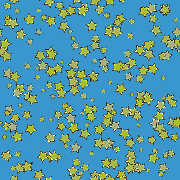 Cartoon yellow green stars on blue background. Seamless kids birthday design - Photo, Image