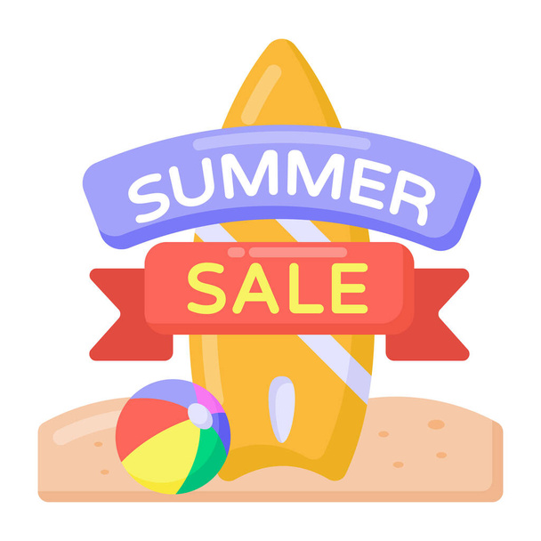 summer sale banner with beach. vector illustration - Вектор,изображение