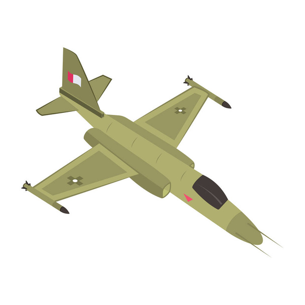 military airplane icon. isometric of plane vector illustration. isolated on white background. - Vektor, kép