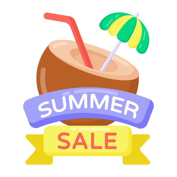 summer sale banner with beach and umbrella vector illustration design - Вектор,изображение
