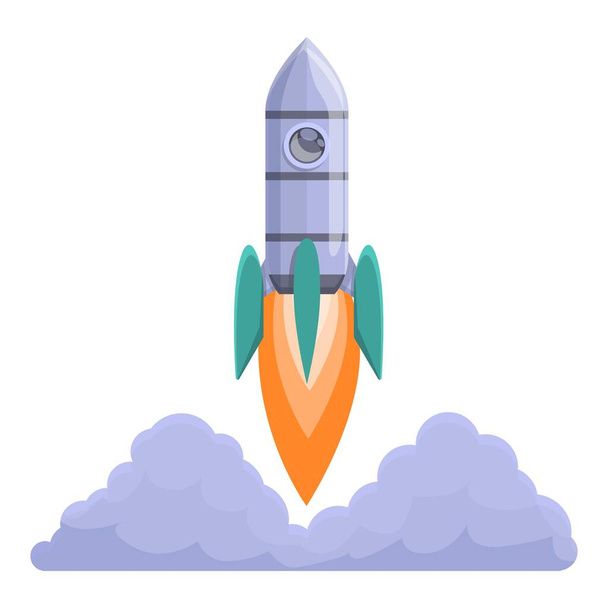 Spacecraft launch satellite icon, cartoon style - Vektori, kuva